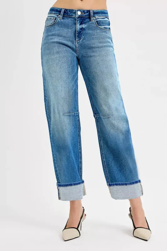 RISEN Slouchy Crop Barrel Cuffed Jeans sold by Charming Charlie