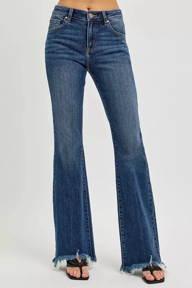 RISEN Full Size Mid Rise Flare Frayed Hem Jeans Plus Size sold by Charming Charlie product image thumbnail 2