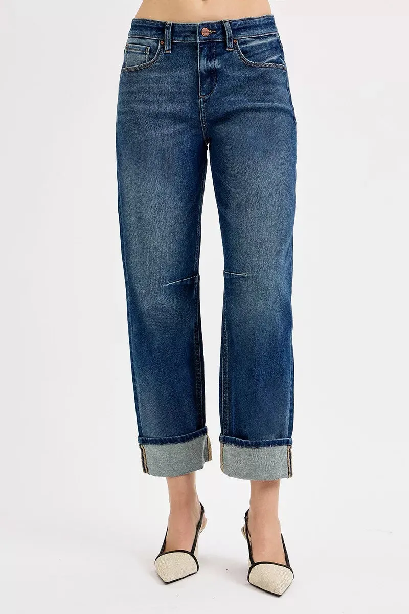 RISEN Slouchy Crop Barrel Cuffed Jeans sold by Charming Charlie product image thumbnail 2