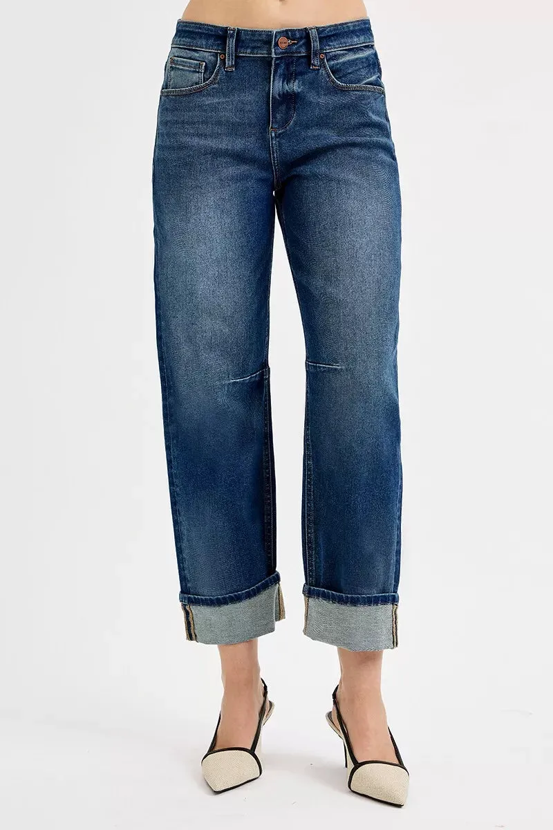 RISEN Slouchy Crop Barrel Cuffed Jeans sold by Charming Charlie product image thumbnail 3