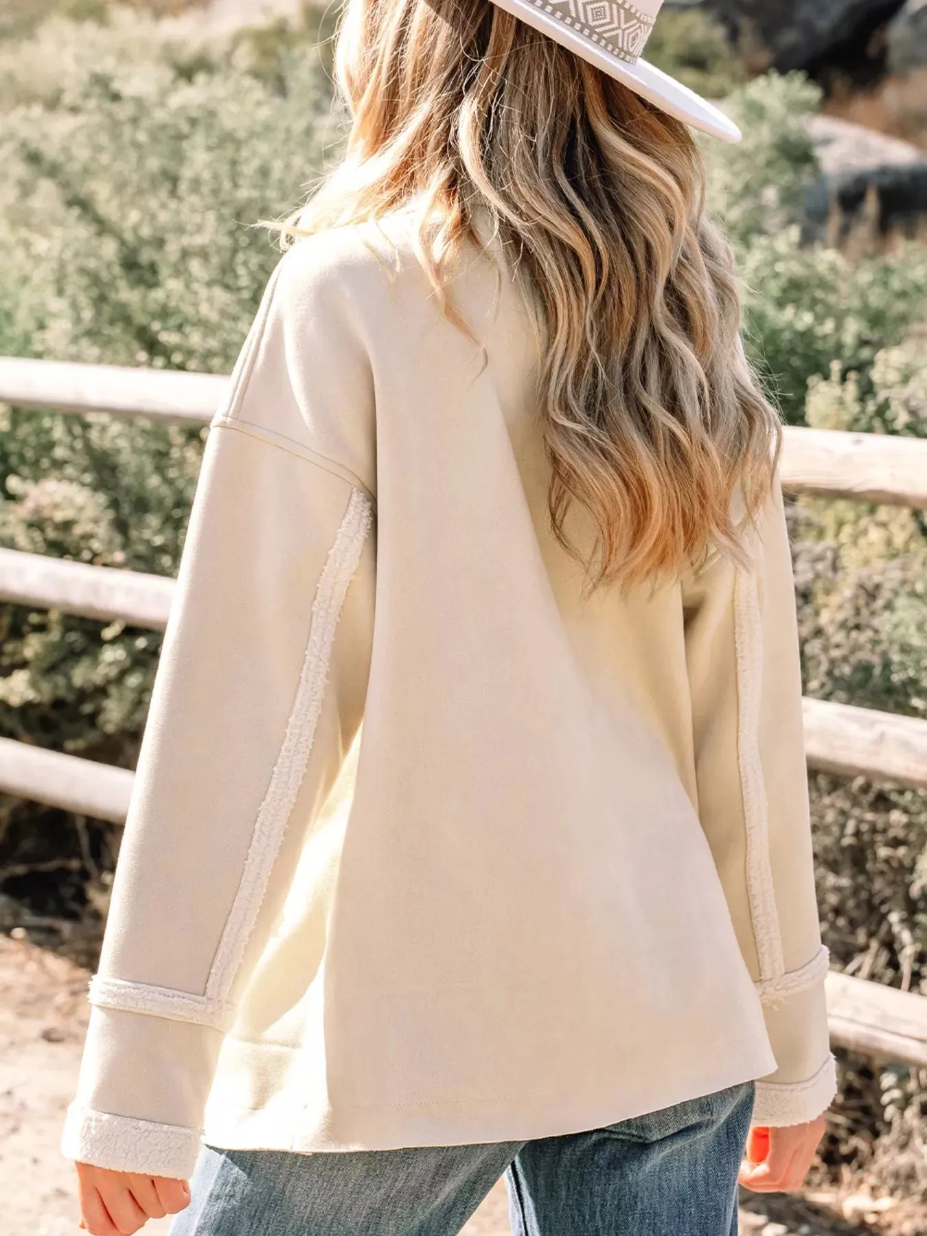 Suede Sherpa Lined Western Loose Jacket sold by Charming Charlie product image thumbnail 2