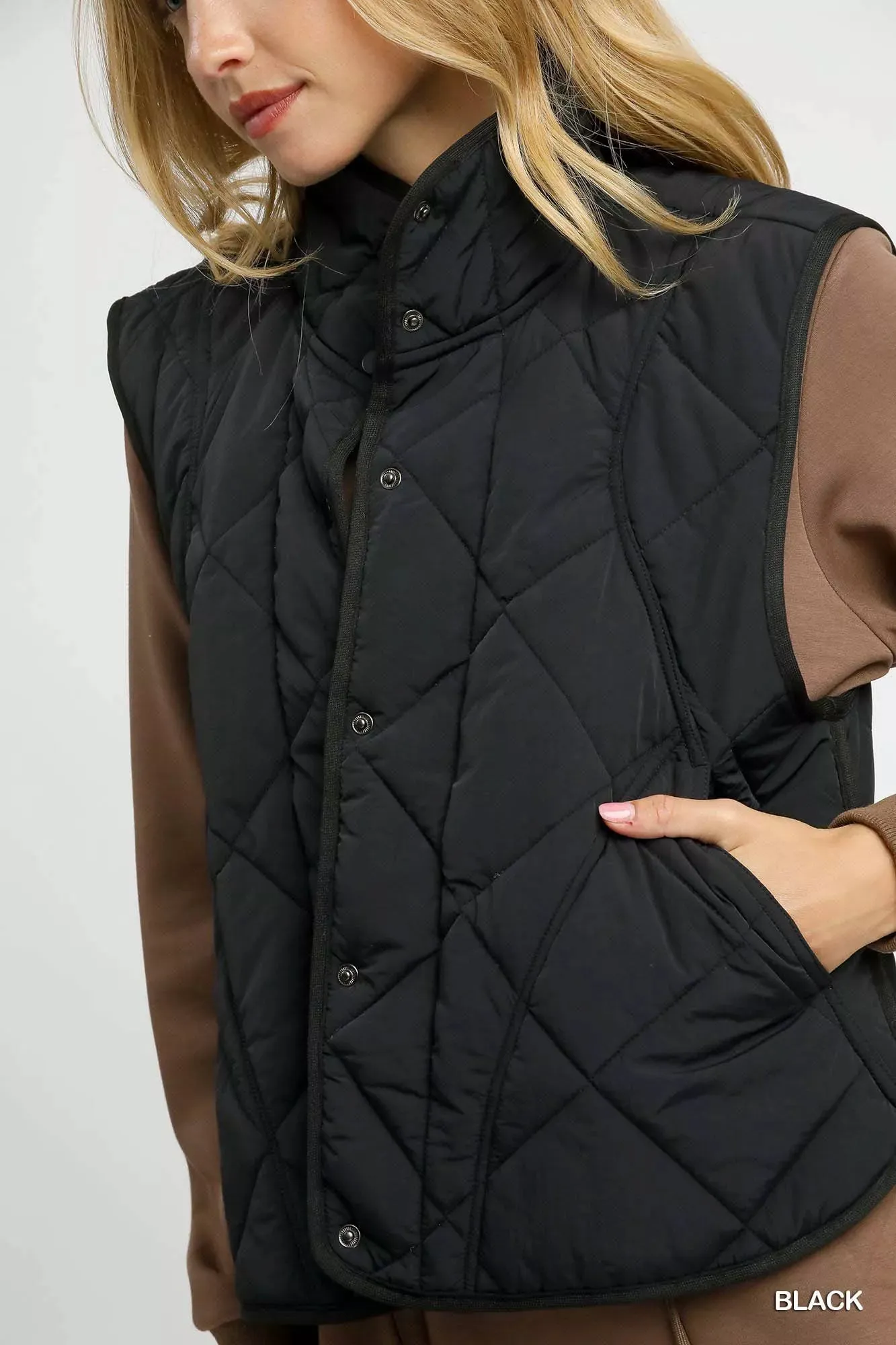 Umgee Quilted Snap-Front Puffer Vest sold by Charming Charlie product image thumbnail 5