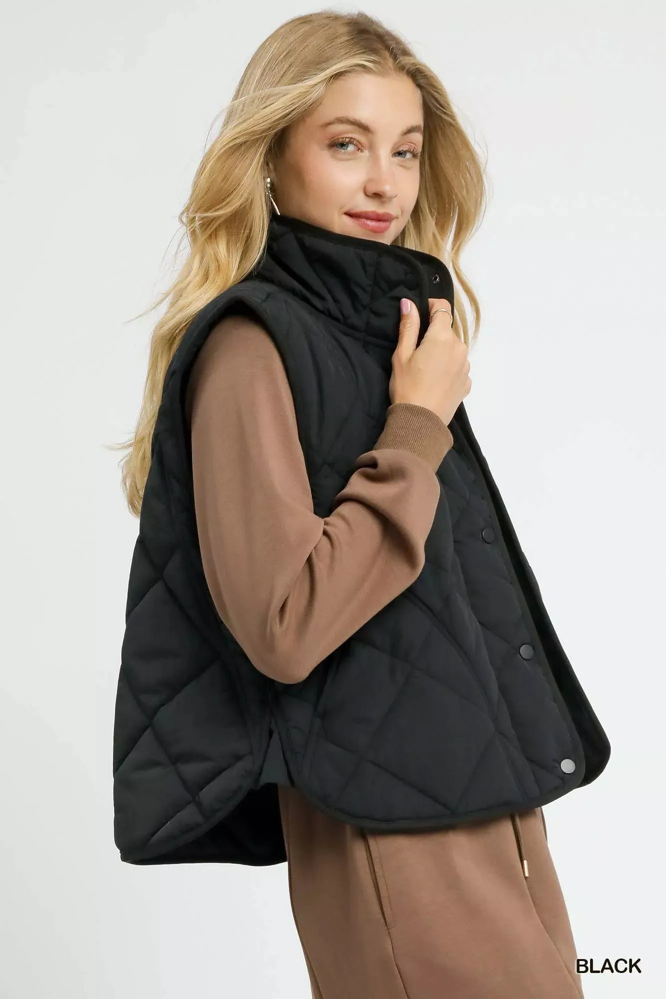 Umgee Quilted Snap-Front Puffer Vest sold by Charming Charlie product image thumbnail 2
