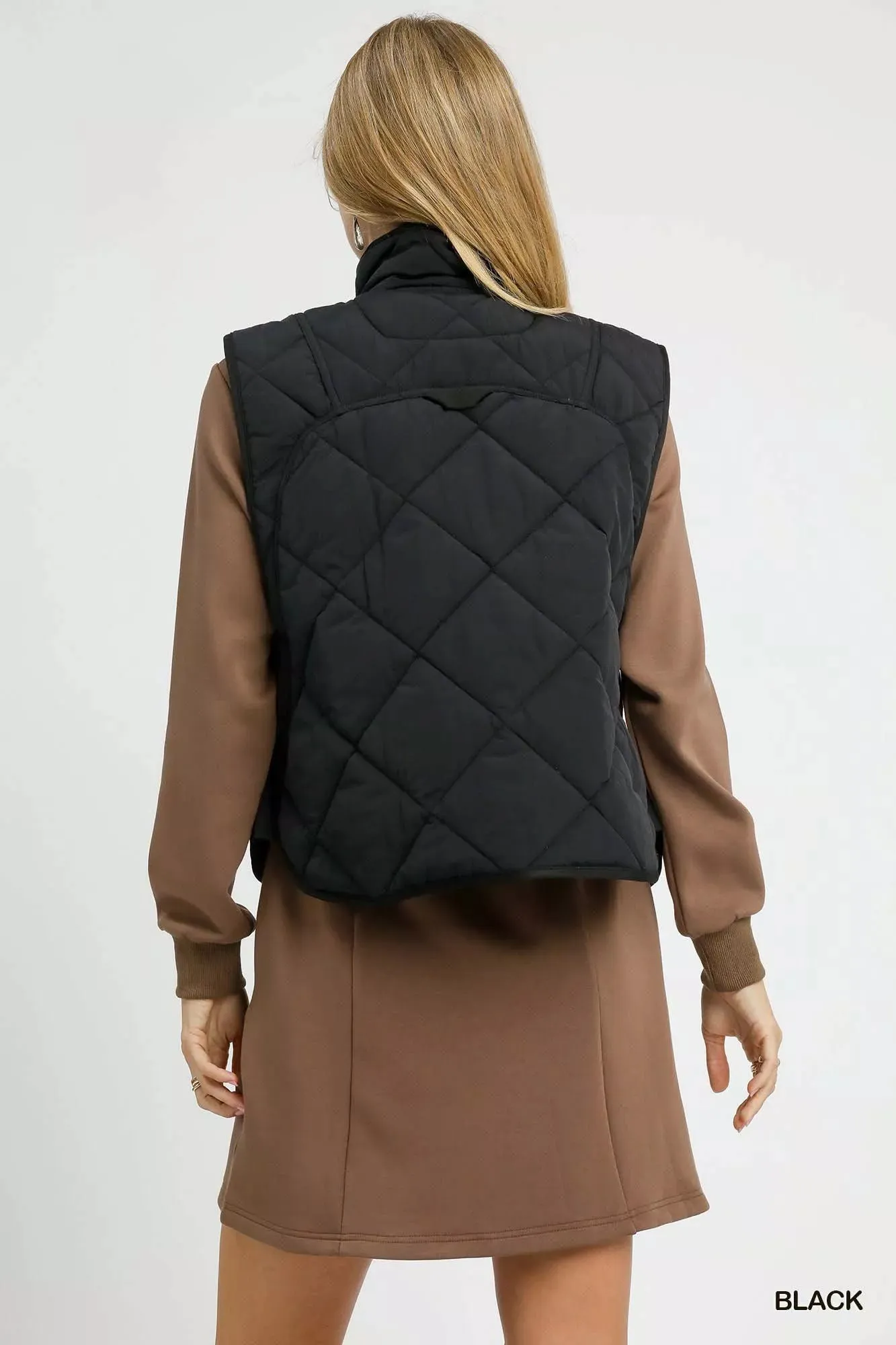 Umgee Quilted Snap-Front Puffer Vest sold by Charming Charlie product image thumbnail 3