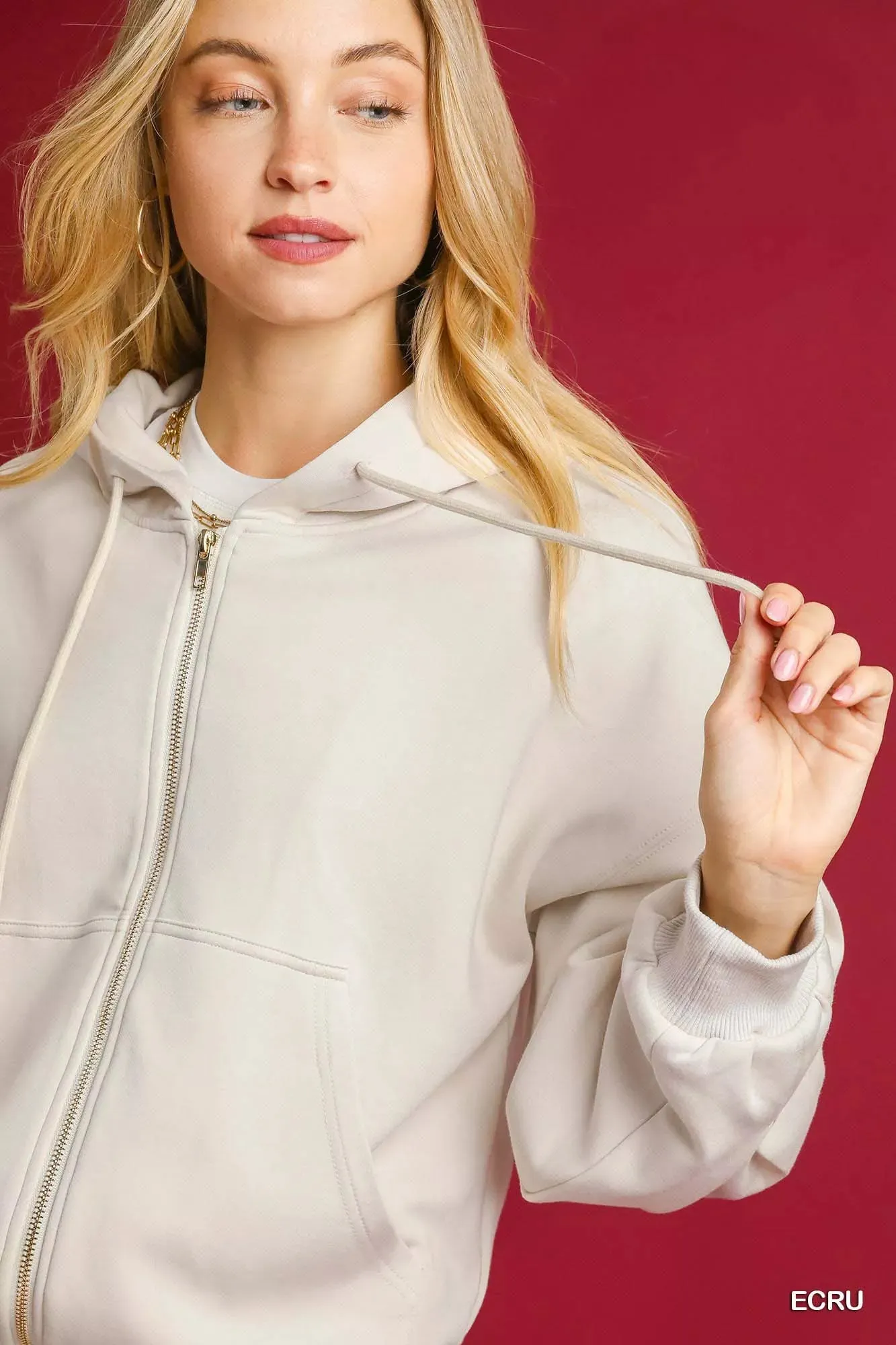 Umgee Zip-Up Fleece Hooded Jacket sold by Charming Charlie product image thumbnail 5