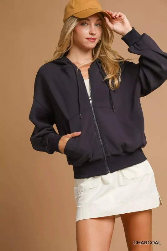 Umgee Zip-Up Fleece Hooded Jacket sold by Charming Charlie