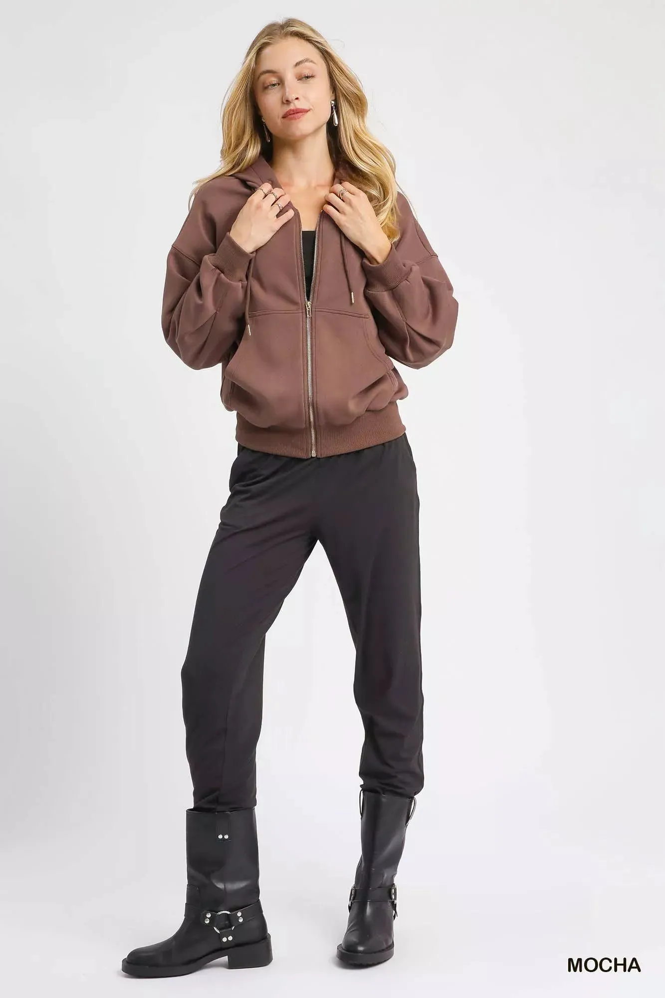 Umgee Zip-Up Fleece Hooded Jacket sold by Charming Charlie product image thumbnail 4