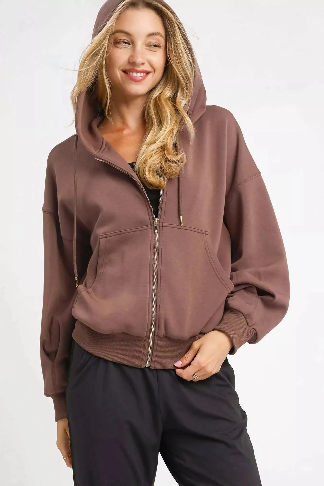 Umgee Zip-Up Fleece Hooded Jacket sold by Charming Charlie