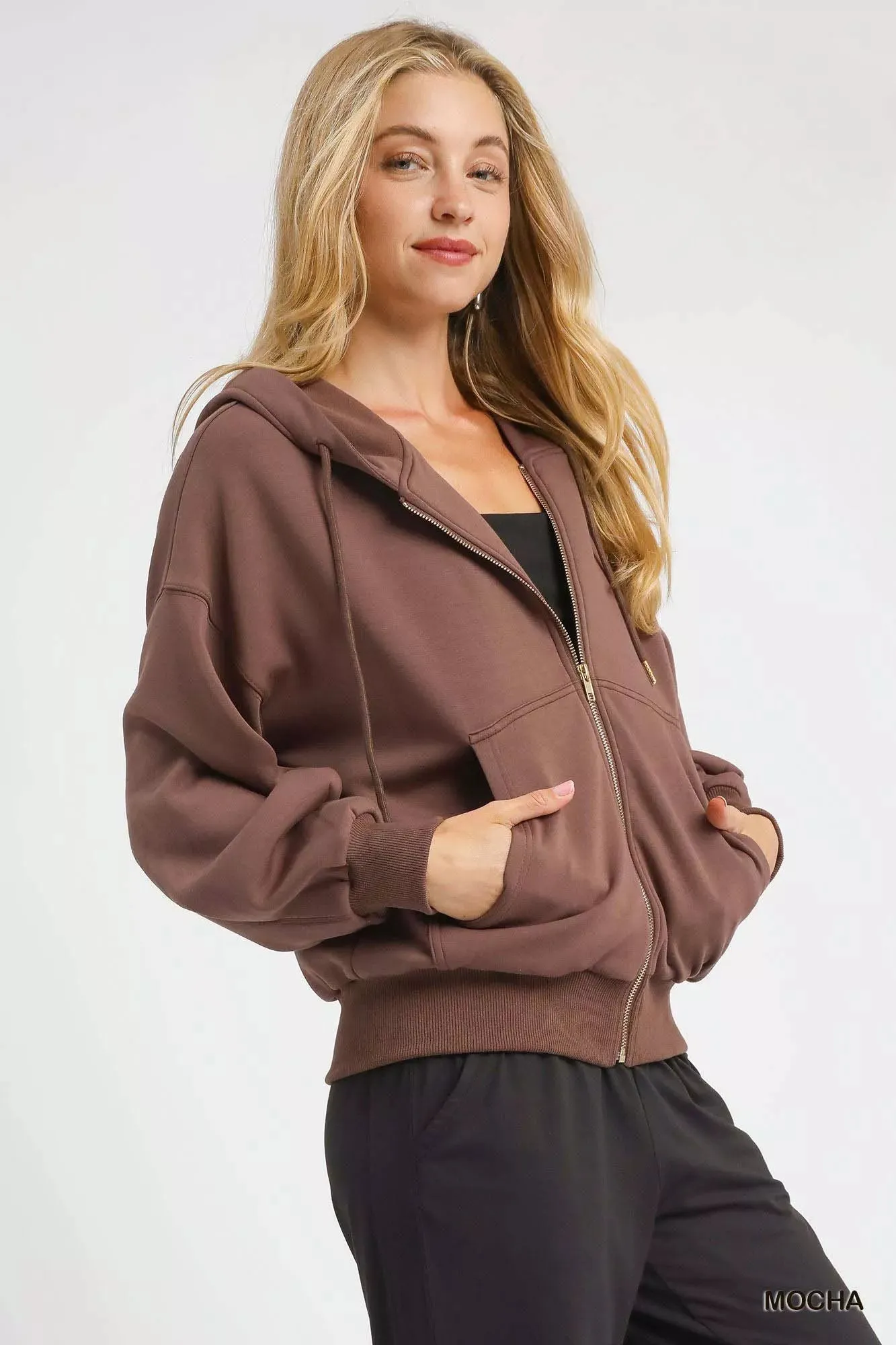 Umgee Zip-Up Fleece Hooded Jacket sold by Charming Charlie product image thumbnail 2