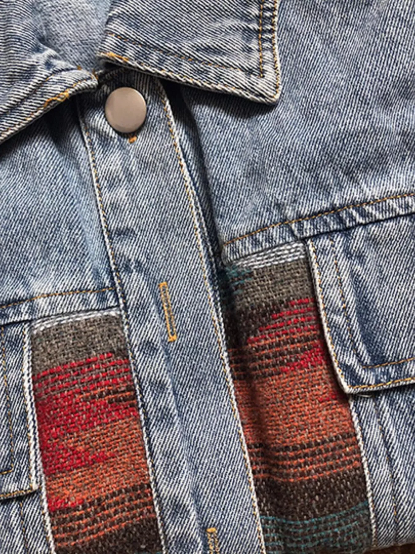 Printed Botton Down Long Sleeve Denim Jacket sold by Charming Charlie product image thumbnail 4