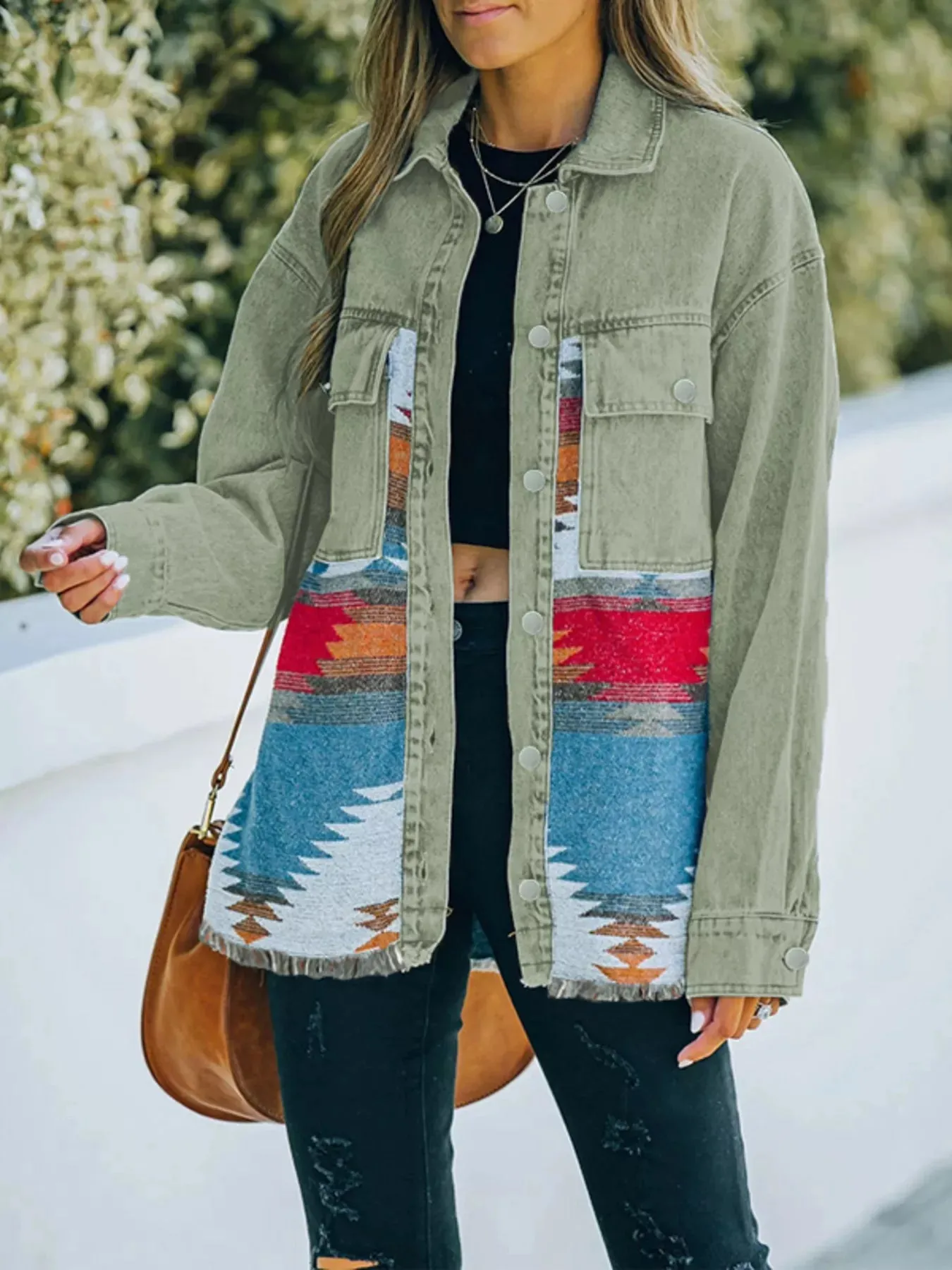 Aztec Print Button Up Jacket sold by Charming Charlie product image thumbnail 4