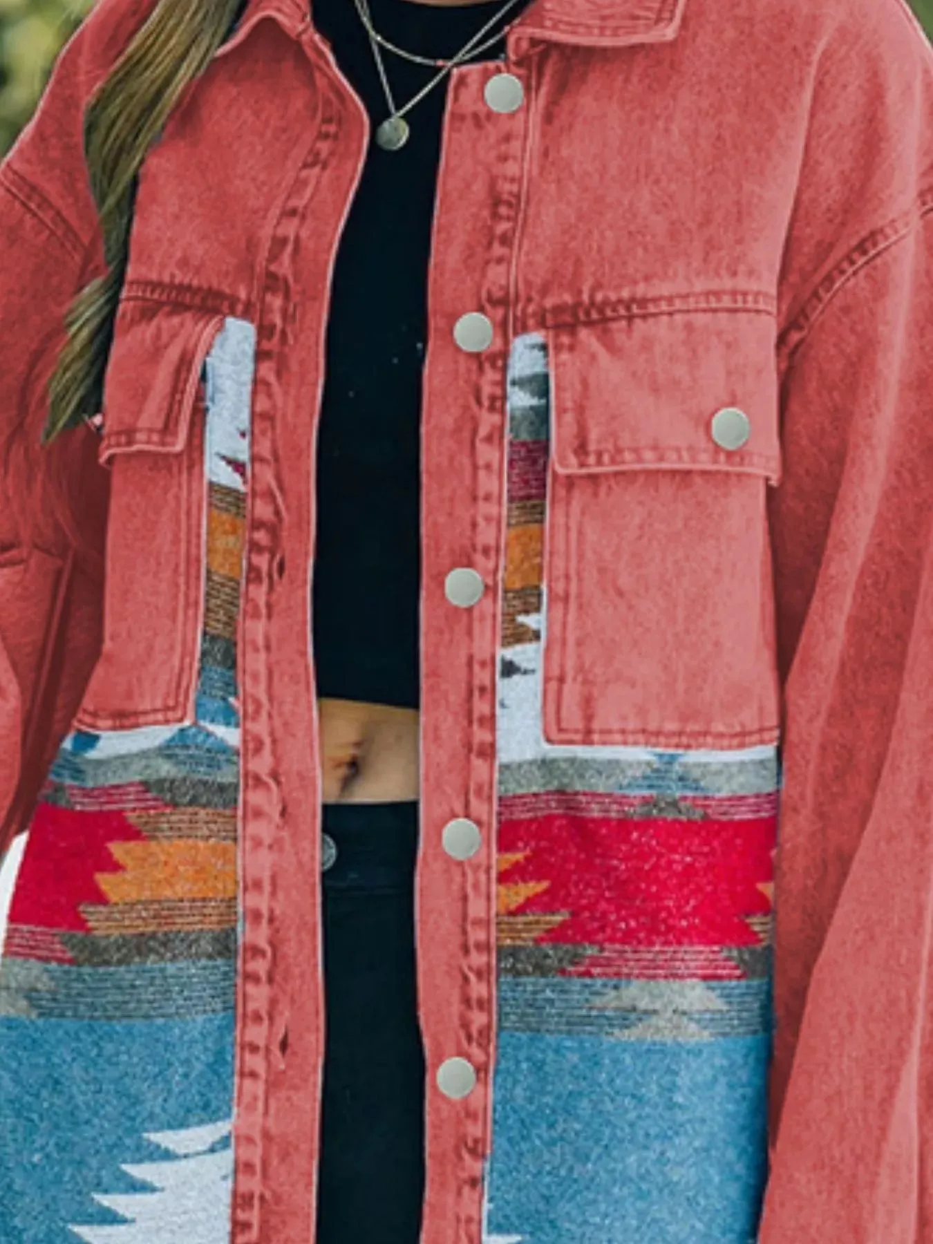 Aztec Print Button Up Jacket sold by Charming Charlie product image thumbnail 3