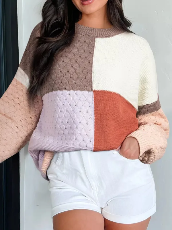 Color Block Textured Knit Sweater sold by Charming Charlie