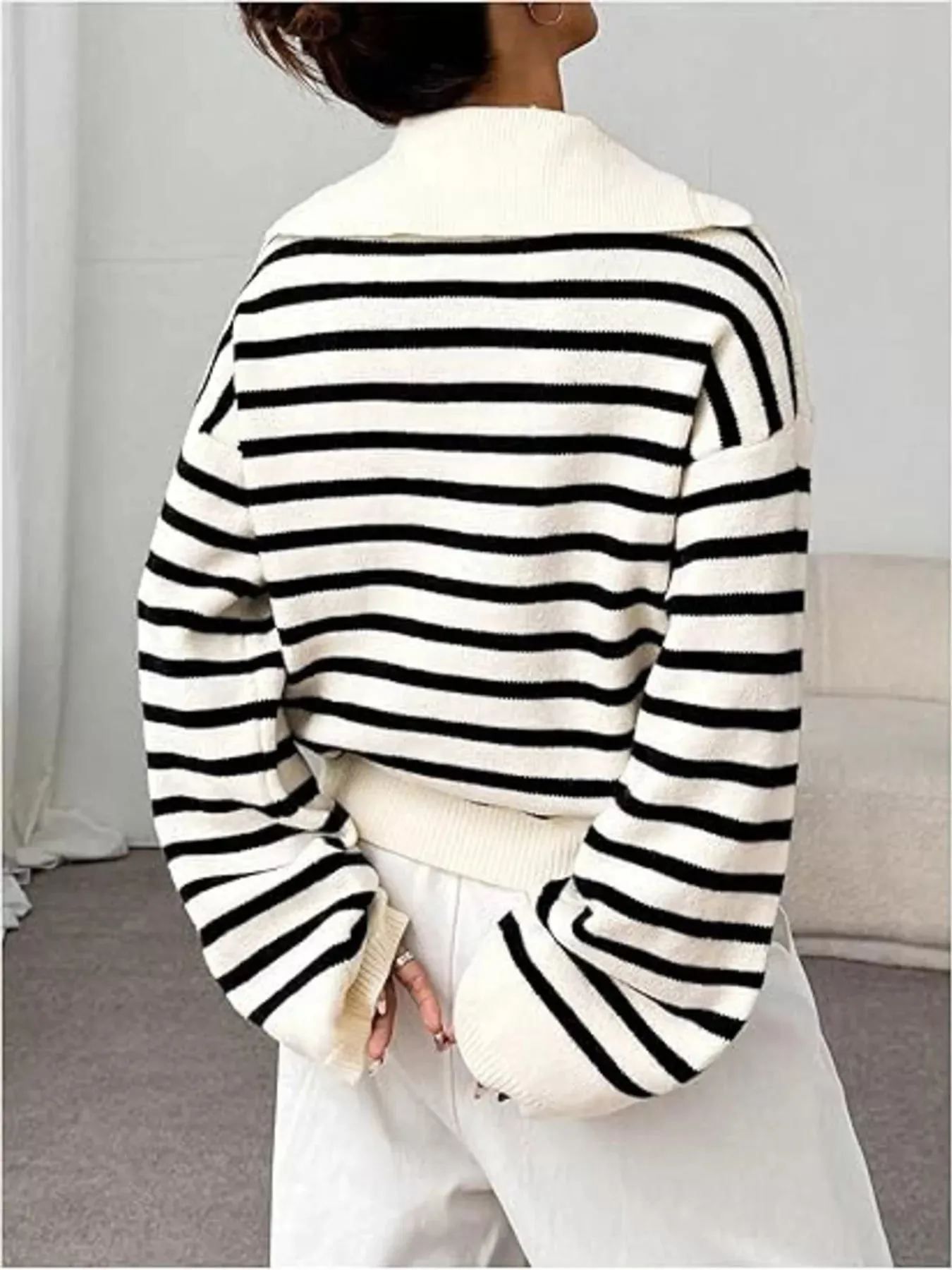 Striped Lace-Up Long Sleeve Sweater sold by Charming Charlie product image thumbnail 5