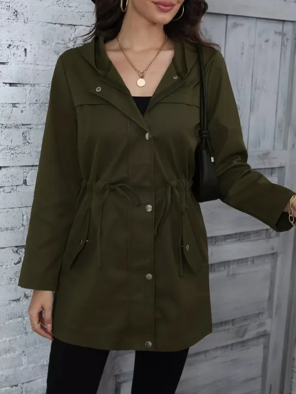 Hooded Drawstring Waist Casual Outerwear sold by Charming Charlie