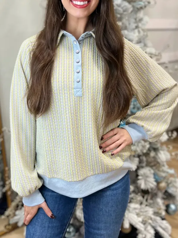 Half Snap Long Sleeve Sweatshirt sold by Charming Charlie