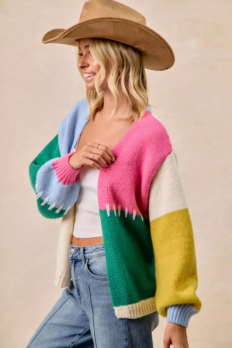 BiBi Color Block Open Front Sweater Cardigan sold by Charming Charlie product image thumbnail 3