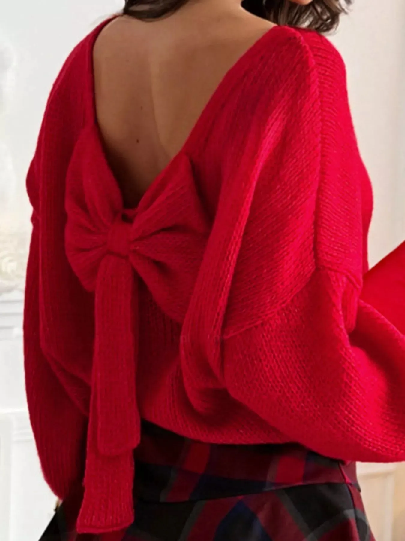 Back Bowknot Long Sleeve Sweater sold by Charming Charlie product image thumbnail 3