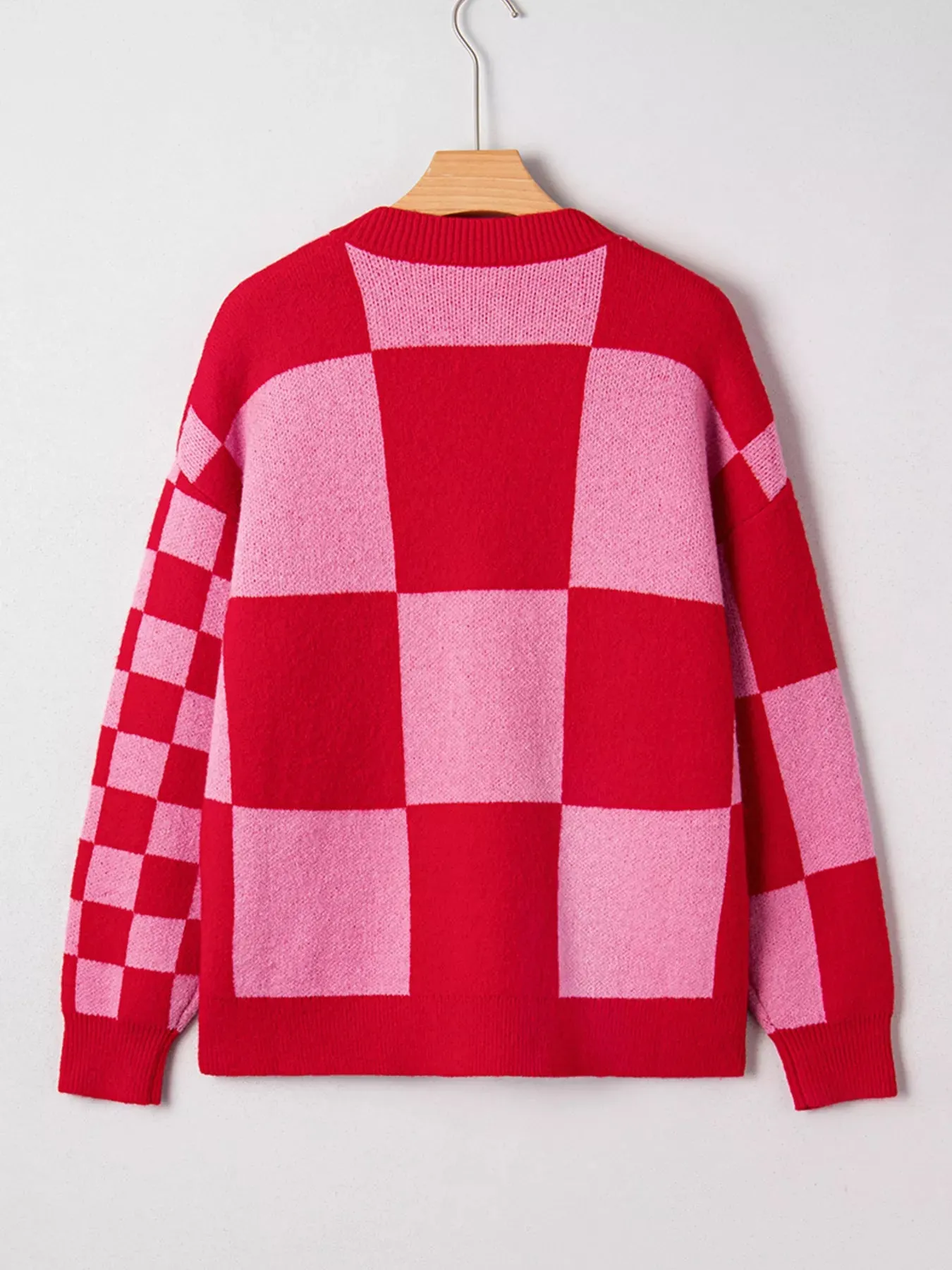 Checkerboard Knit Button-Down Cardigan sold by Charming Charlie product image thumbnail 4