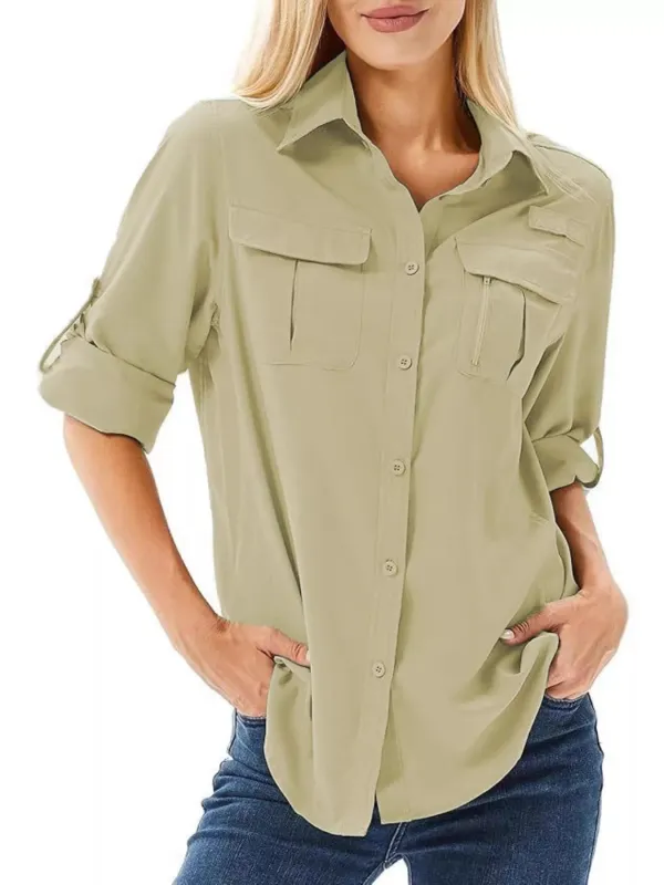 Full Size Roll-Up Sleeve Button Up Shirt Plus Size sold by Charming Charlie
