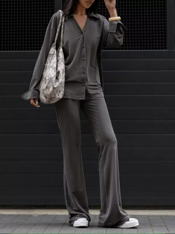 Relaxed Fit Button-Down Top and Pants Set sold by Charming Charlie