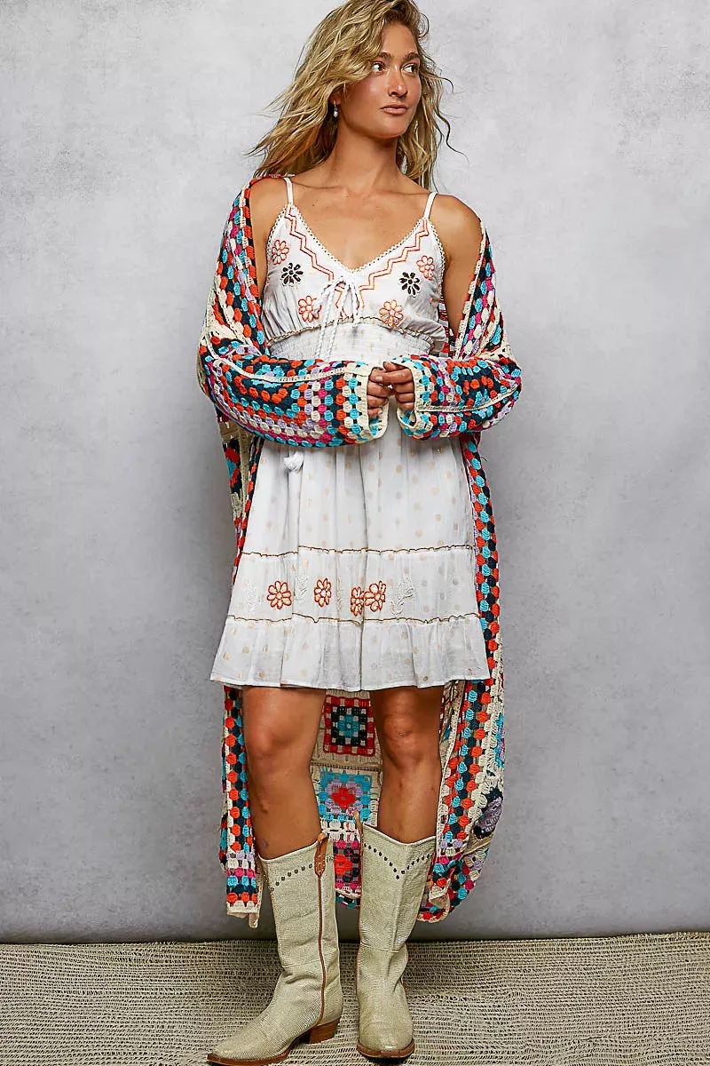 POL Open Front Crochet Cardigan with Weave Knit Patterns sold by Charming Charlie product image thumbnail 4