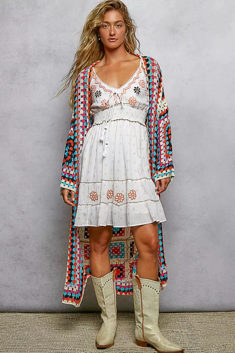 POL Open Front Crochet Cardigan with Weave Knit Patterns sold by Charming Charlie