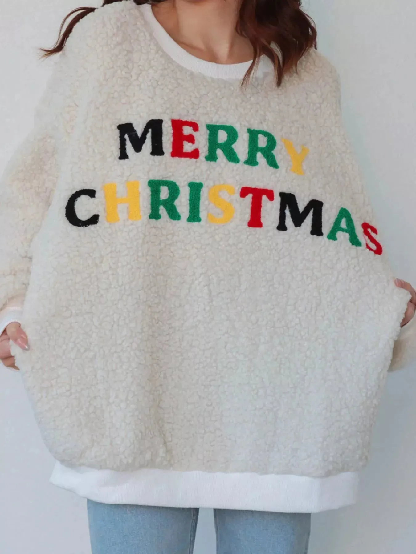 Merry Christmas Sherpa Fleece Sweatshirt sold by Charming Charlie product image thumbnail 3