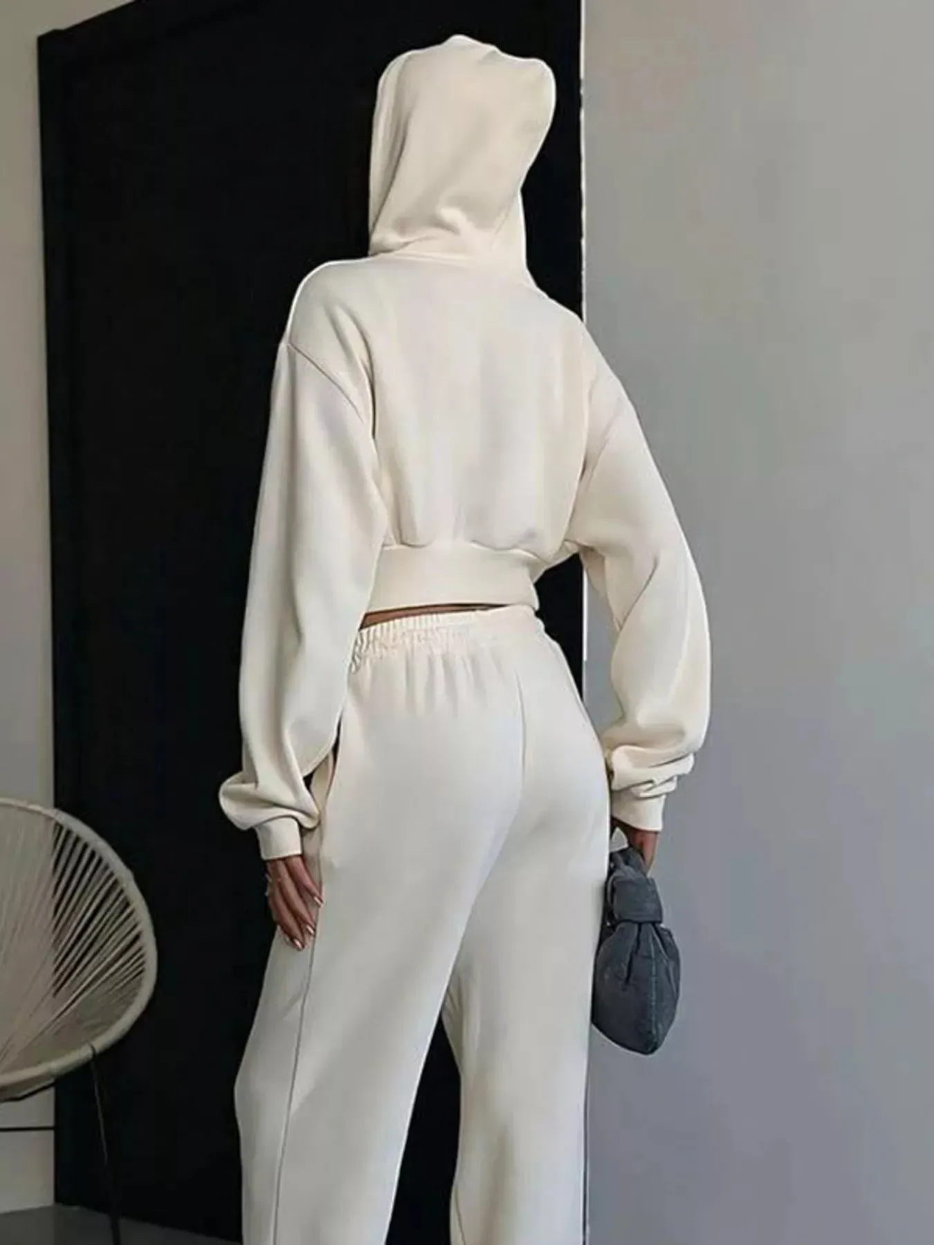 Casual Cropped Hoodie and Wide Leg Pants Set sold by Charming Charlie product image thumbnail 5