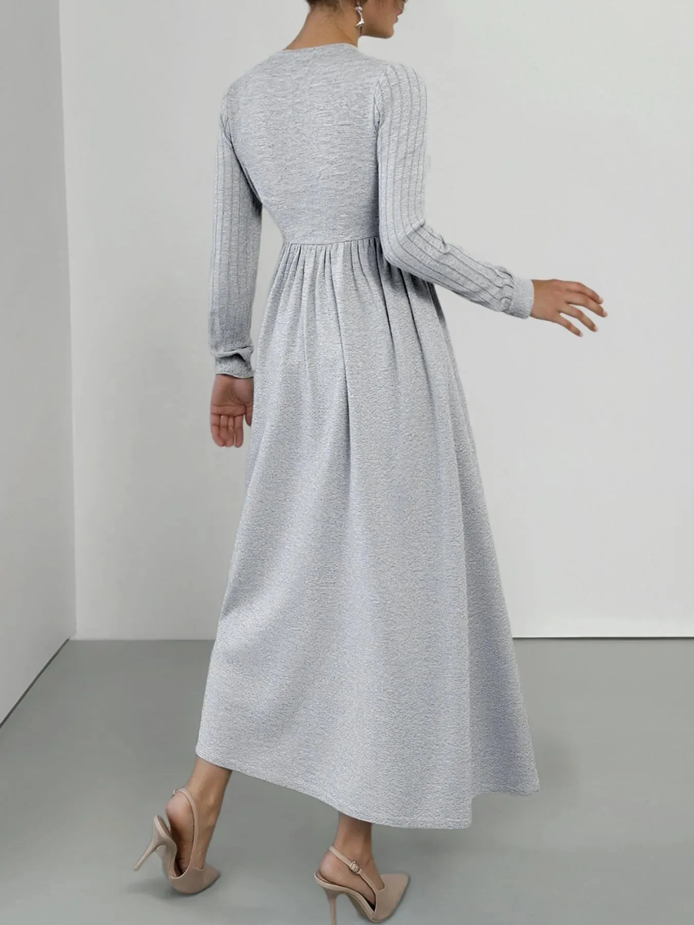 Lace Detail V-Neck Maxi Dress with Side Slit sold by Charming Charlie product image thumbnail 5