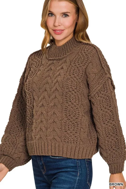 Zenana Cable-Knit Ribbed Turtleneck Sweater sold by Charming Charlie