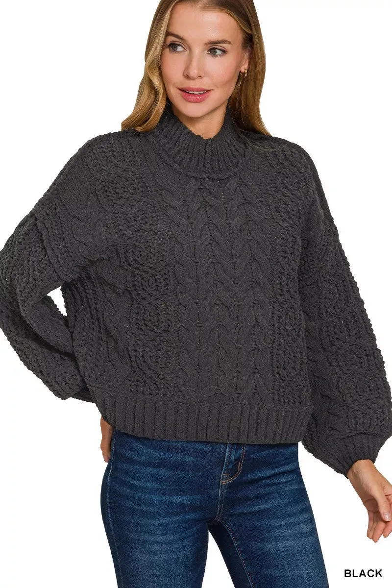 Zenana Cable-Knit Ribbed Turtleneck Sweater sold by Charming Charlie