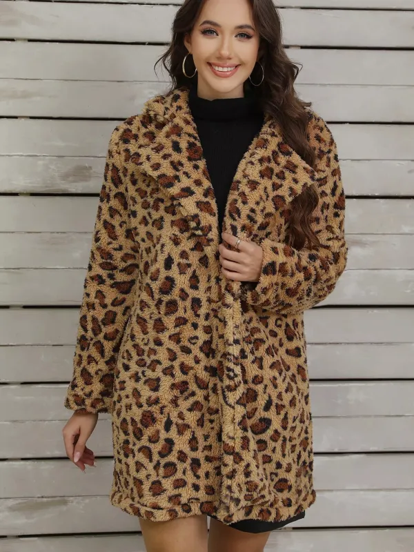 Leopard Fuzzy Teddy Coat sold by Charming Charlie