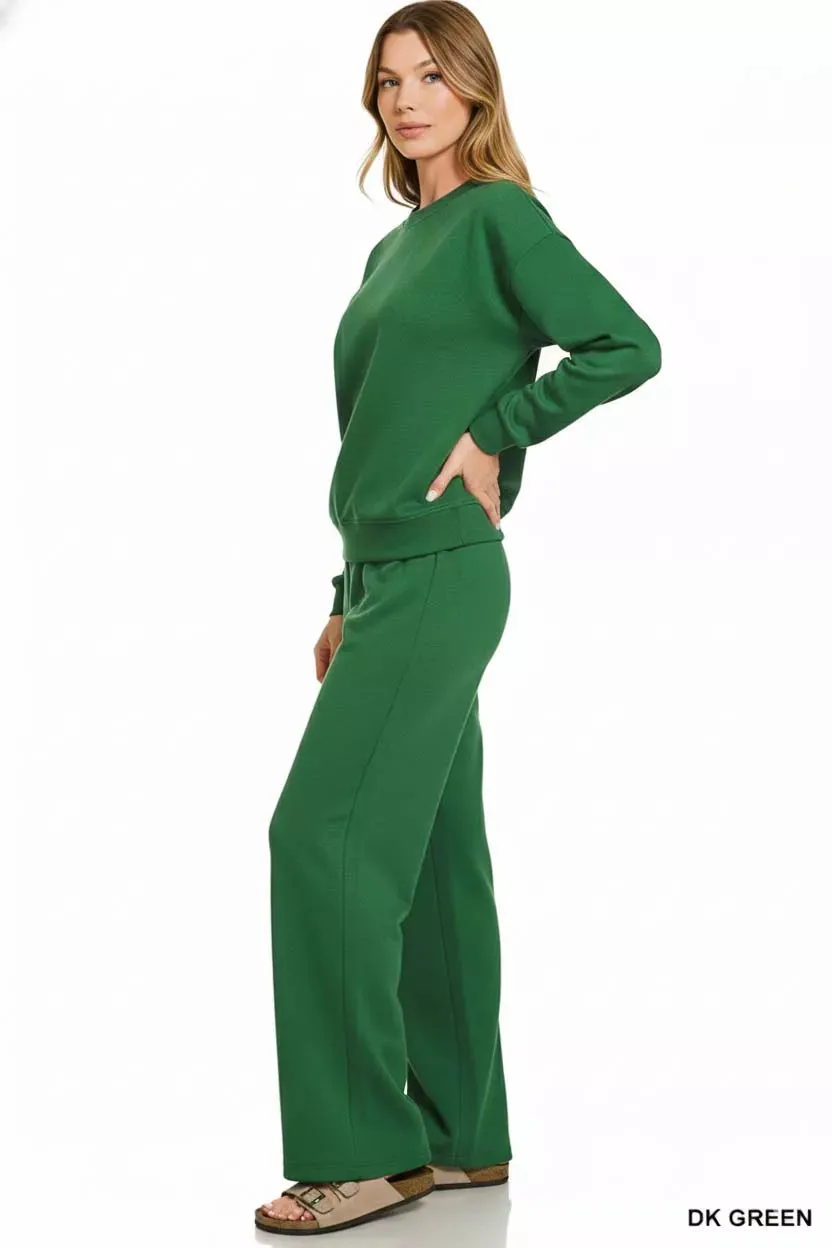 Zenana Scuba Crewneck Pullover and Pants Set sold by Charming Charlie product image thumbnail 3