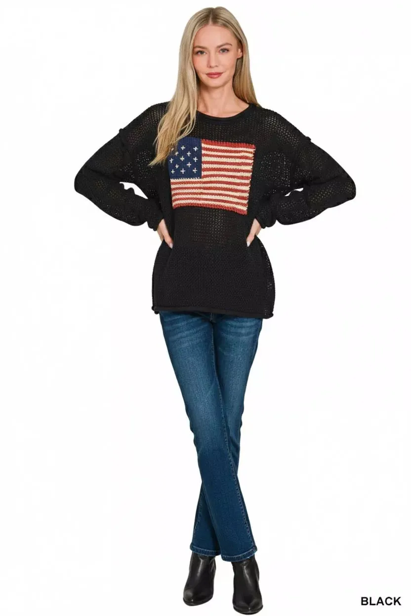 Zenana American Flag Crew Neck Sweater sold by Charming Charlie product image thumbnail 2
