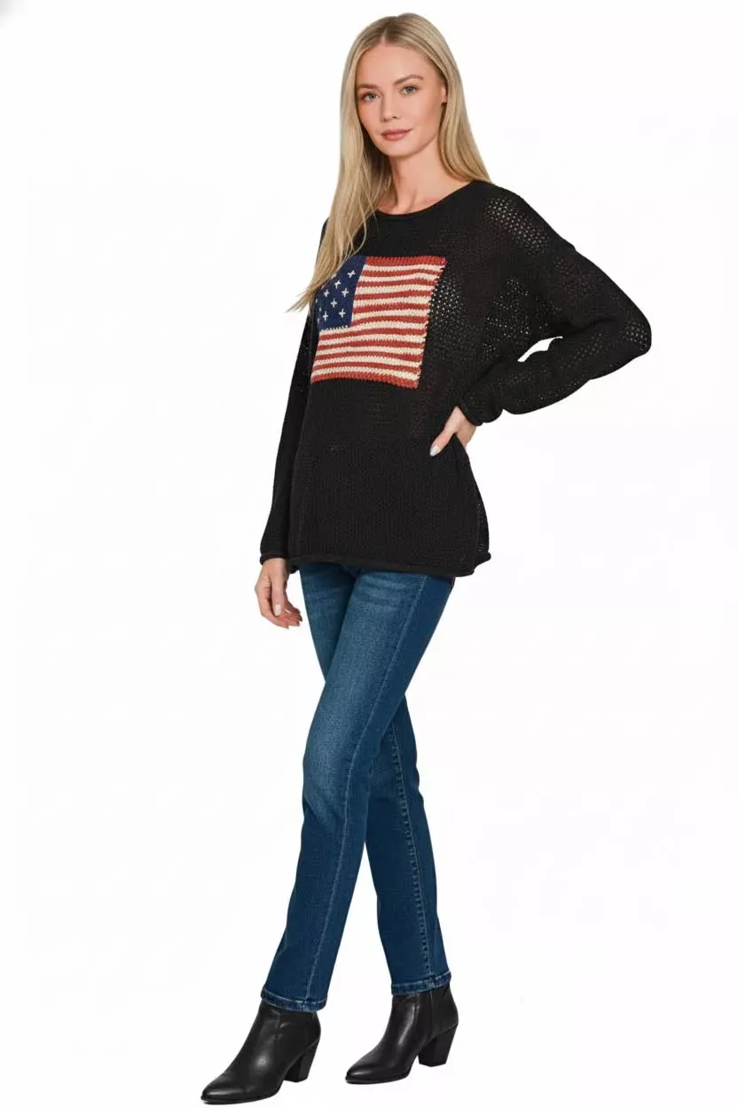 Zenana American Flag Crew Neck Sweater sold by Charming Charlie product image thumbnail 3