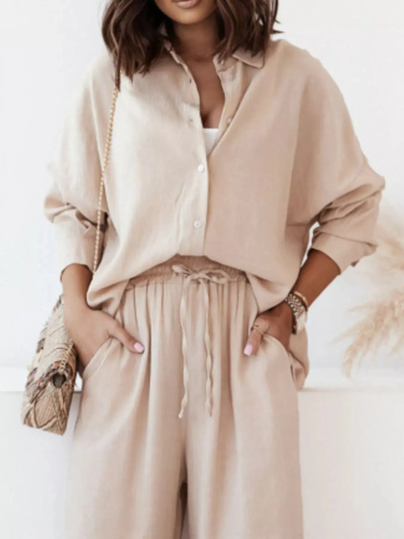 Full Size Button Up Shirt and Pants Set Plus Size sold by Charming Charlie product image thumbnail 5
