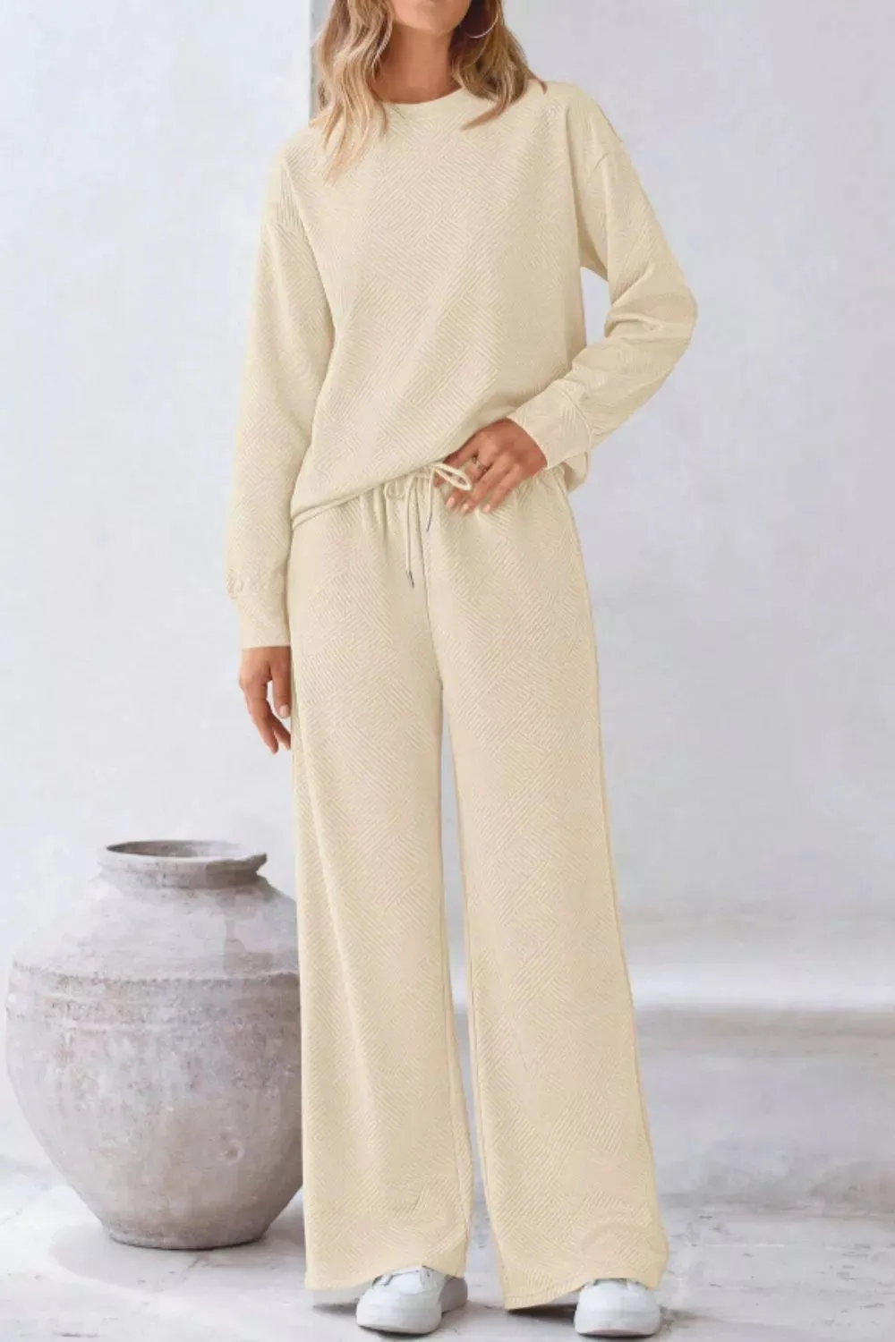 Round Neck Long Sleeve Top and Pants Set sold by Charming Charlie product image thumbnail 2
