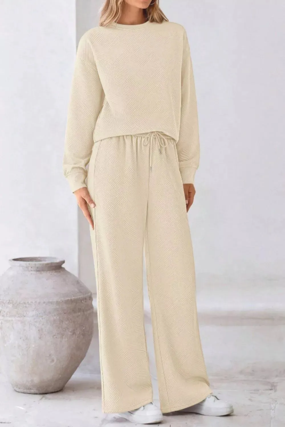Round Neck Long Sleeve Top and Pants Set sold by Charming Charlie product image thumbnail 3