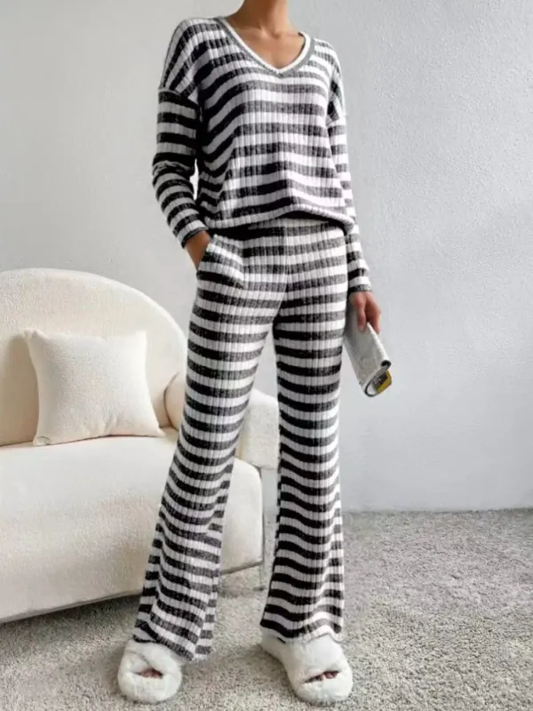 Striped Ribbed Knit Top and Pants Set sold by Charming Charlie