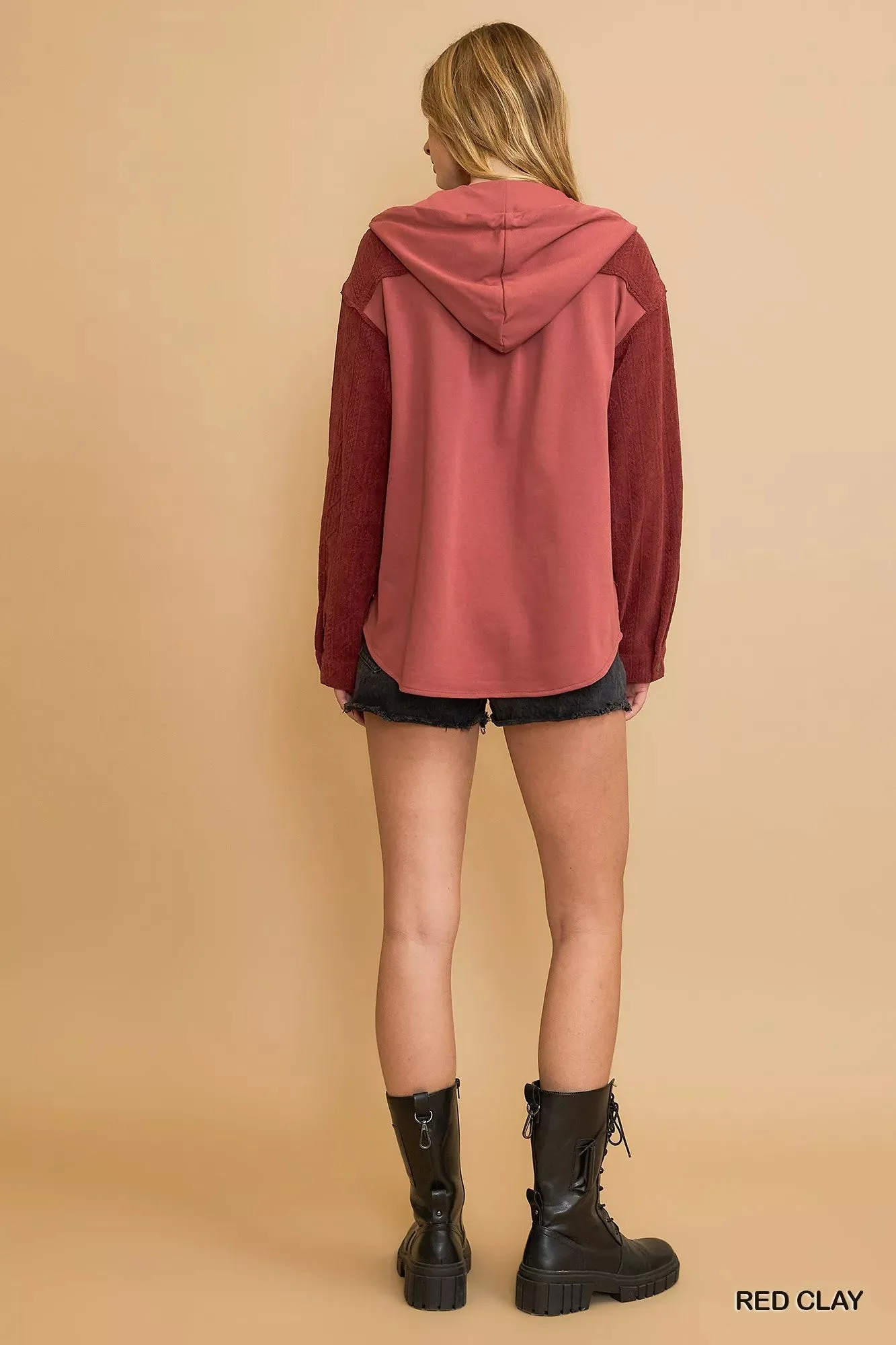 Umgee Washed French Terry Shacket sold by Charming Charlie product image thumbnail 5