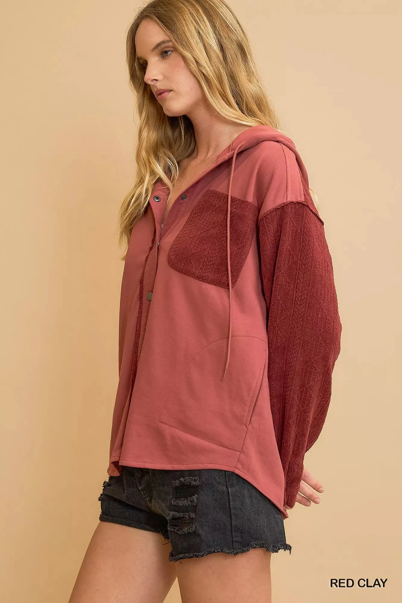 Umgee Washed French Terry Shacket sold by Charming Charlie product image thumbnail 3