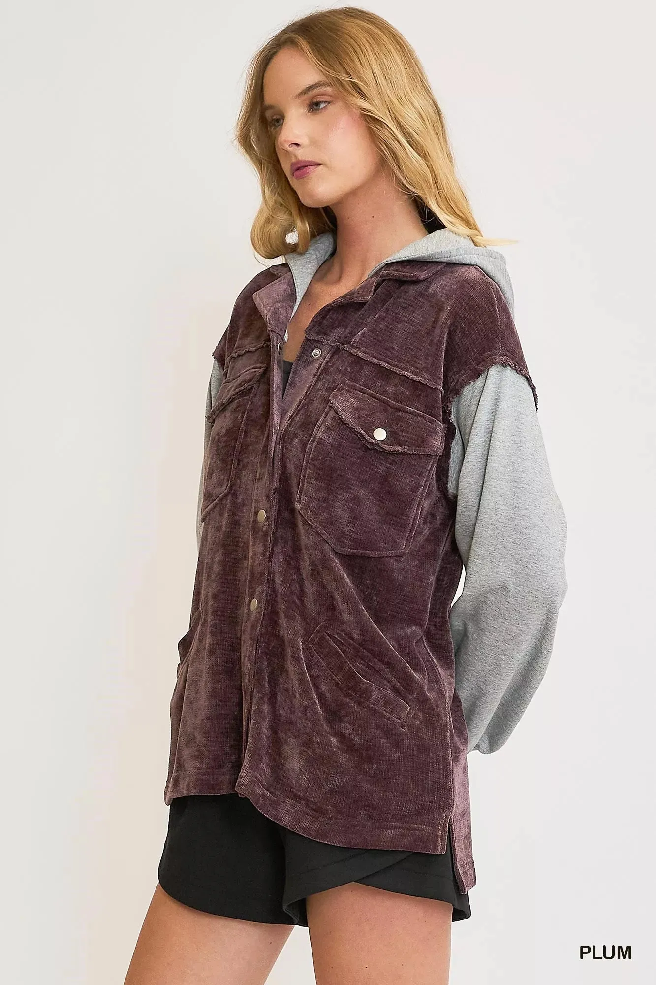 Umgee Contrast Hooded Chenille Jacket sold by Charming Charlie product image thumbnail 3