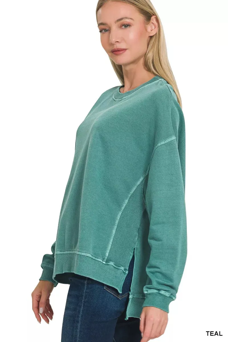 Zenana Full Size French Terry Pigment Dye & Enzyme Washing Pullover Plus Size sold by Charming Charlie product image thumbnail 2