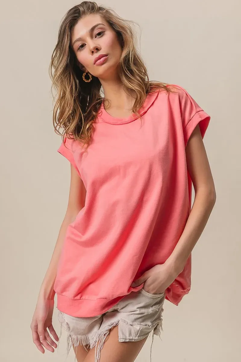 BiBi French Terry Drop Shoulder Basic Top sold by Charming Charlie product image thumbnail 5