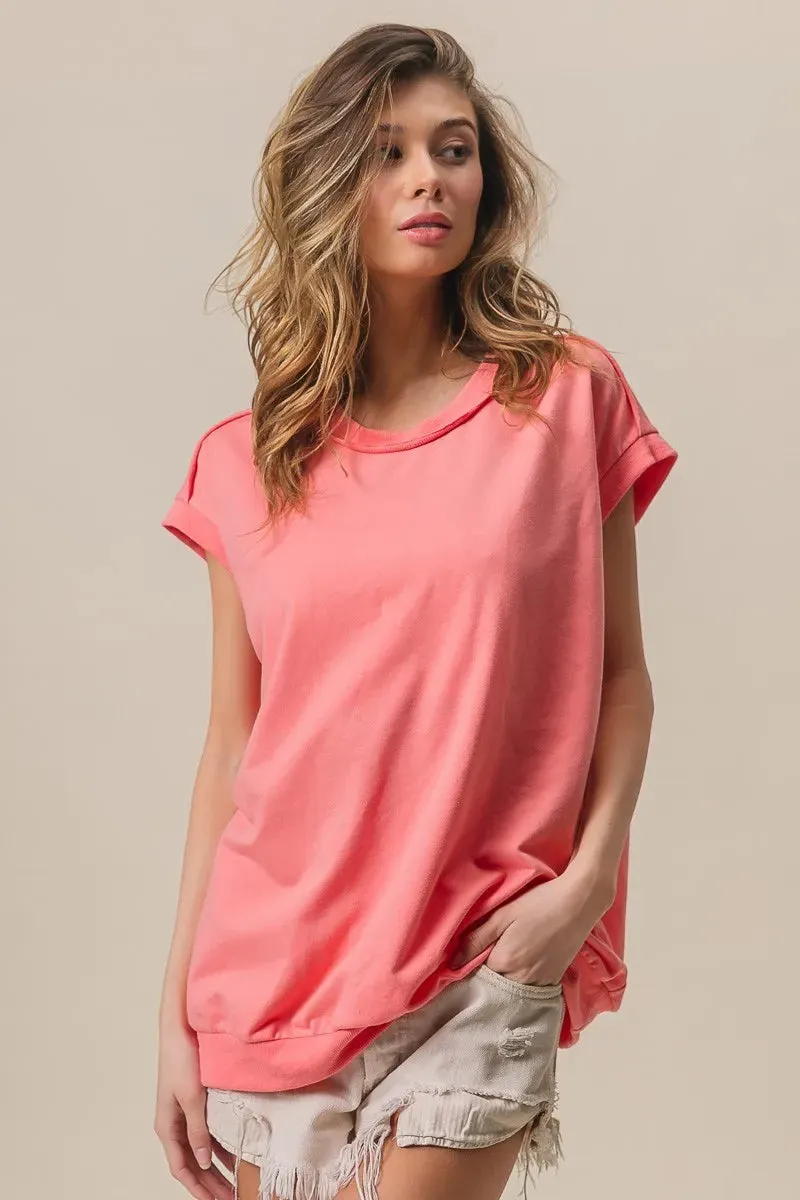 BiBi French Terry Drop Shoulder Basic Top sold by Charming Charlie product image thumbnail 2