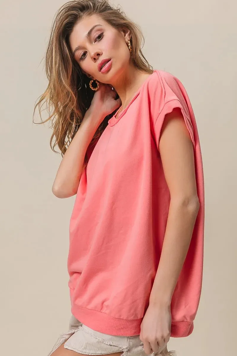 BiBi French Terry Drop Shoulder Basic Top sold by Charming Charlie product image thumbnail 4