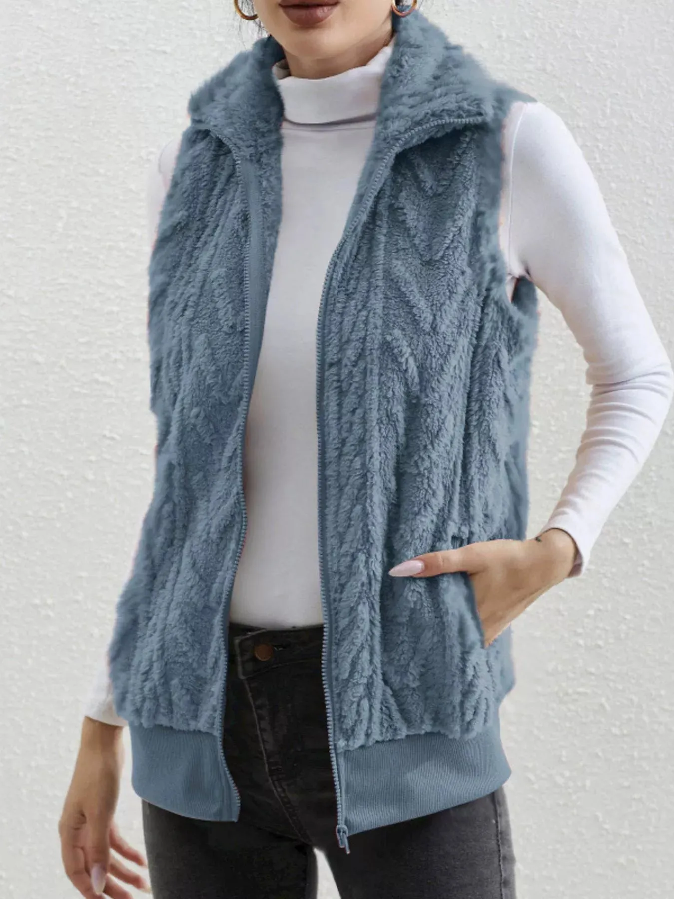 Full Size Cozy Faux Fur Zip-Up Vest Coat Plus Size sold by Charming Charlie product image thumbnail 4