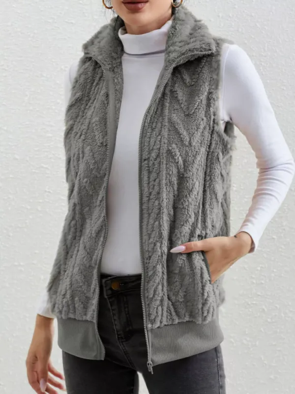 Full Size Cozy Faux Fur Zip-Up Vest Coat Plus Size sold by Charming Charlie