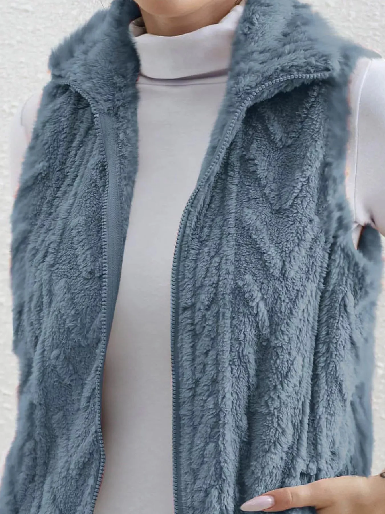 Full Size Cozy Faux Fur Zip-Up Vest Coat Plus Size sold by Charming Charlie product image thumbnail 5